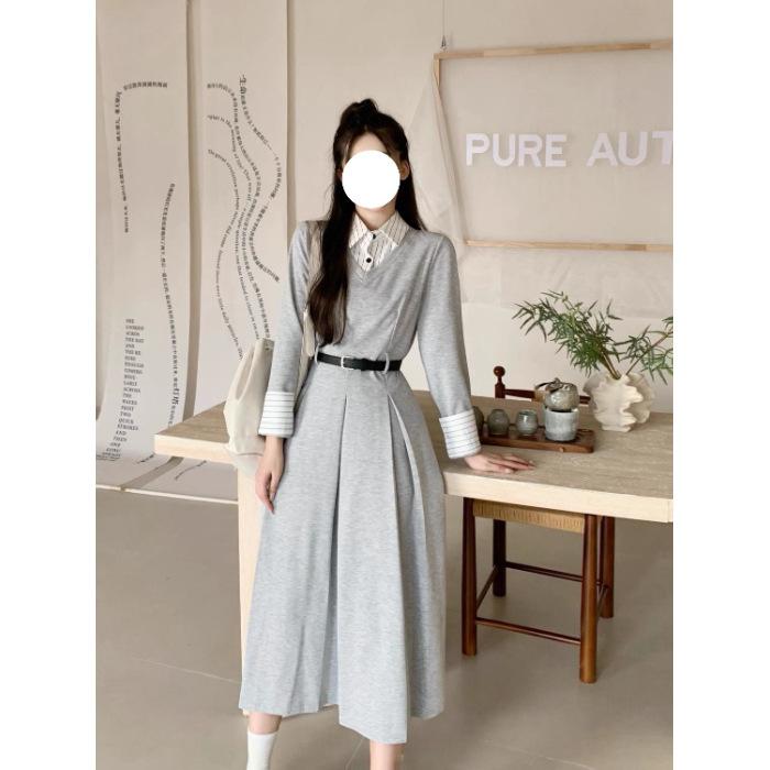 Korean high-end autumn wear dress women s autumn and winter wear new academic style fake two-piece temperament long dress 2XL сірий колір
Korean high-end autumn wear dress women s autumn and winter wear new academic style fake two-piece temperament long dress 2XL сірий колір