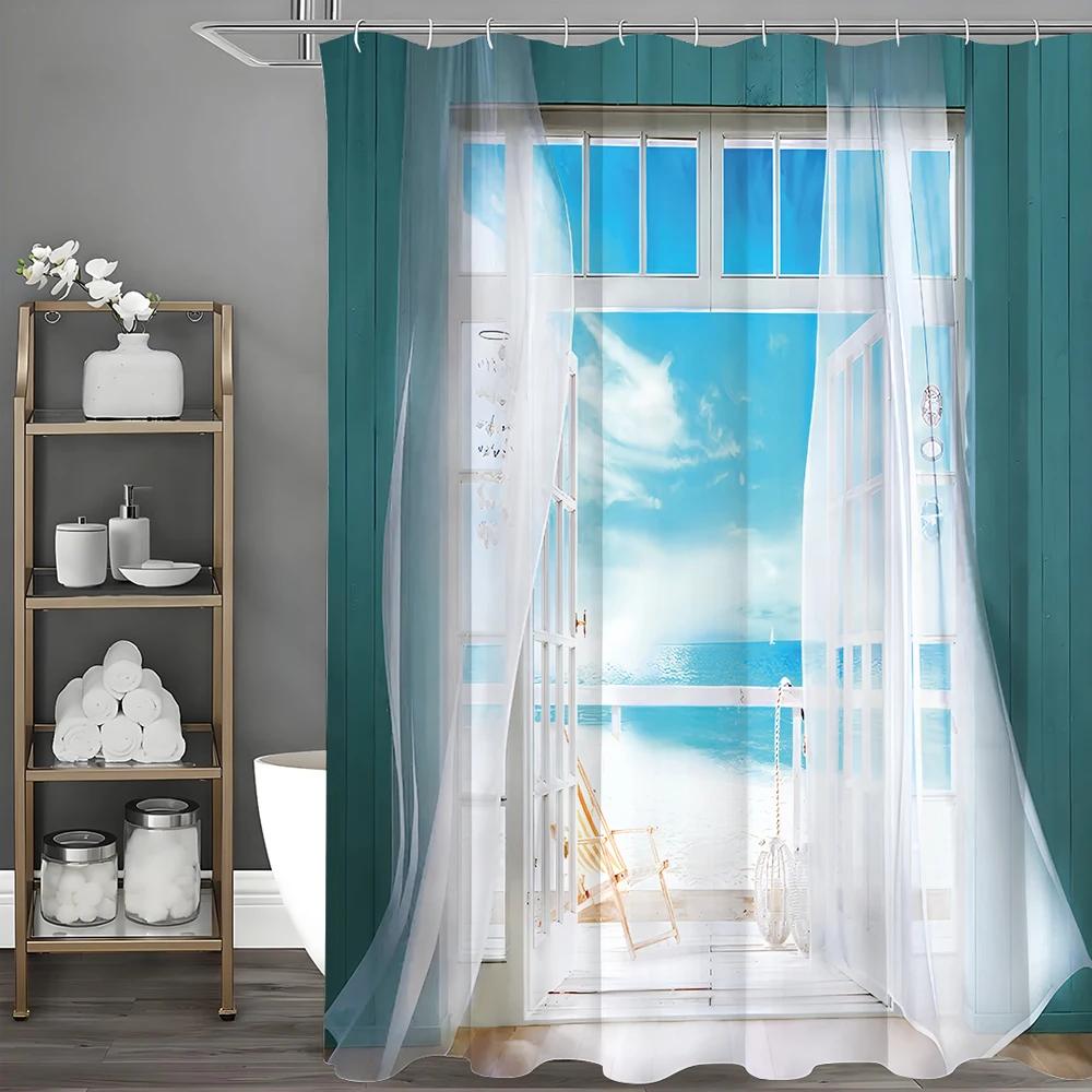 Ocean Beach Screen Shower Curtain, Bathroom Decorative Shower Curtain, Waterproof Shower Curtain With Hooks W60H190(CM)-1 Pcs
Ocean Beach Screen Shower Curtain, Bathroom Decorative Shower Curtain, Waterproof Shower Curtain With Hooks W60H190(CM)-1 Pcs