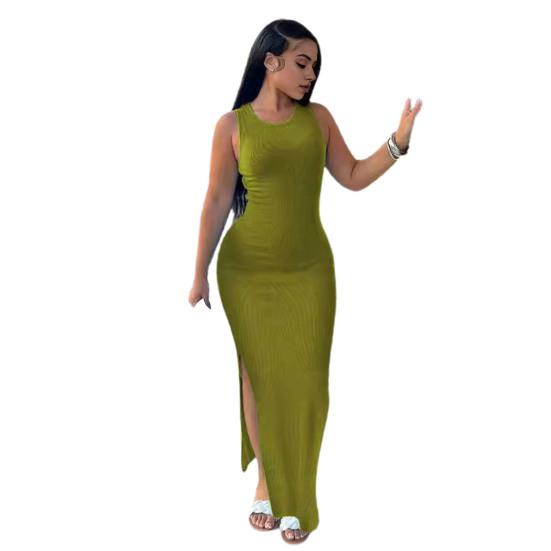 Летнее женское платье без рукавов с разделенным подолом, однотонное, с круглым вырезом, эластичное, с высокой талией L зелёный
Летнее женское платье без рукавов с разделенным подолом, однотонное, с круглым вырезом, эластичное, с высокой талией L зелёный