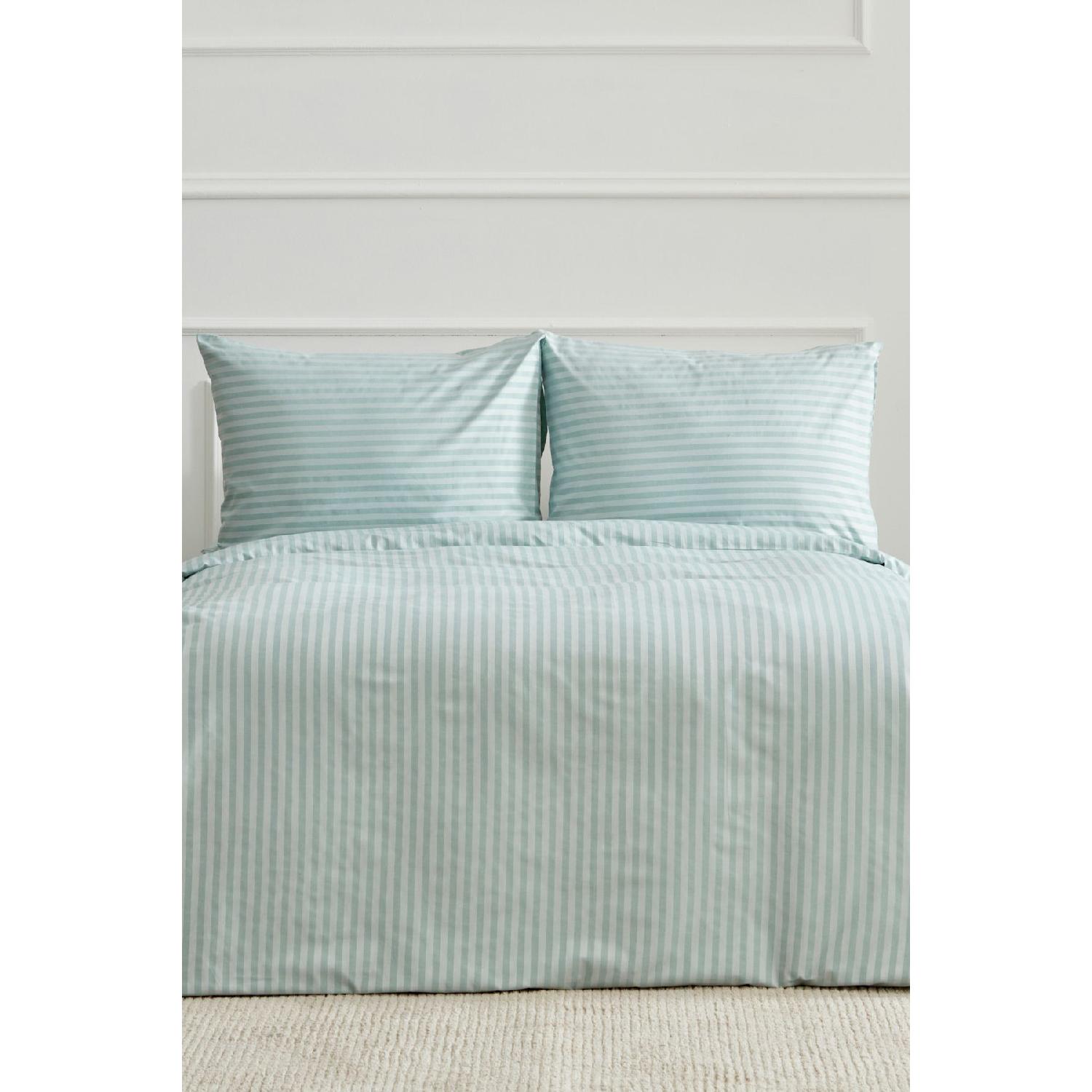 Josef Mint Striped Satin Double Duvet Cover Set зелений 
Josef Mint Striped Satin Double Duvet Cover Set зелений