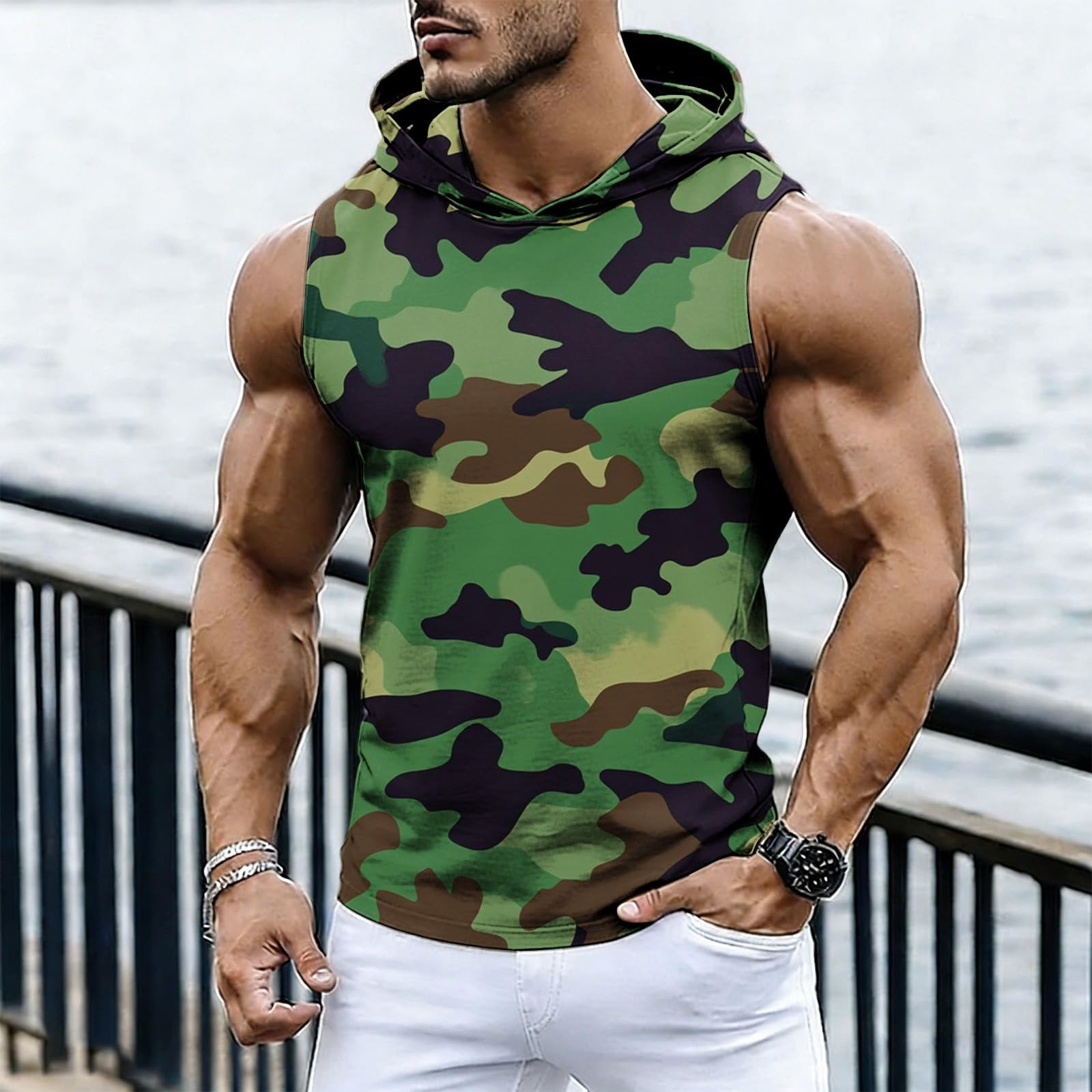 Men s Casual Fashion Printed Sleeveless Hooded Tops | Lightweight Summer Hooded Tank Tops XL білий
Men s Casual Fashion Printed Sleeveless Hooded Tops | Lightweight Summer Hooded Tank Tops XL білий