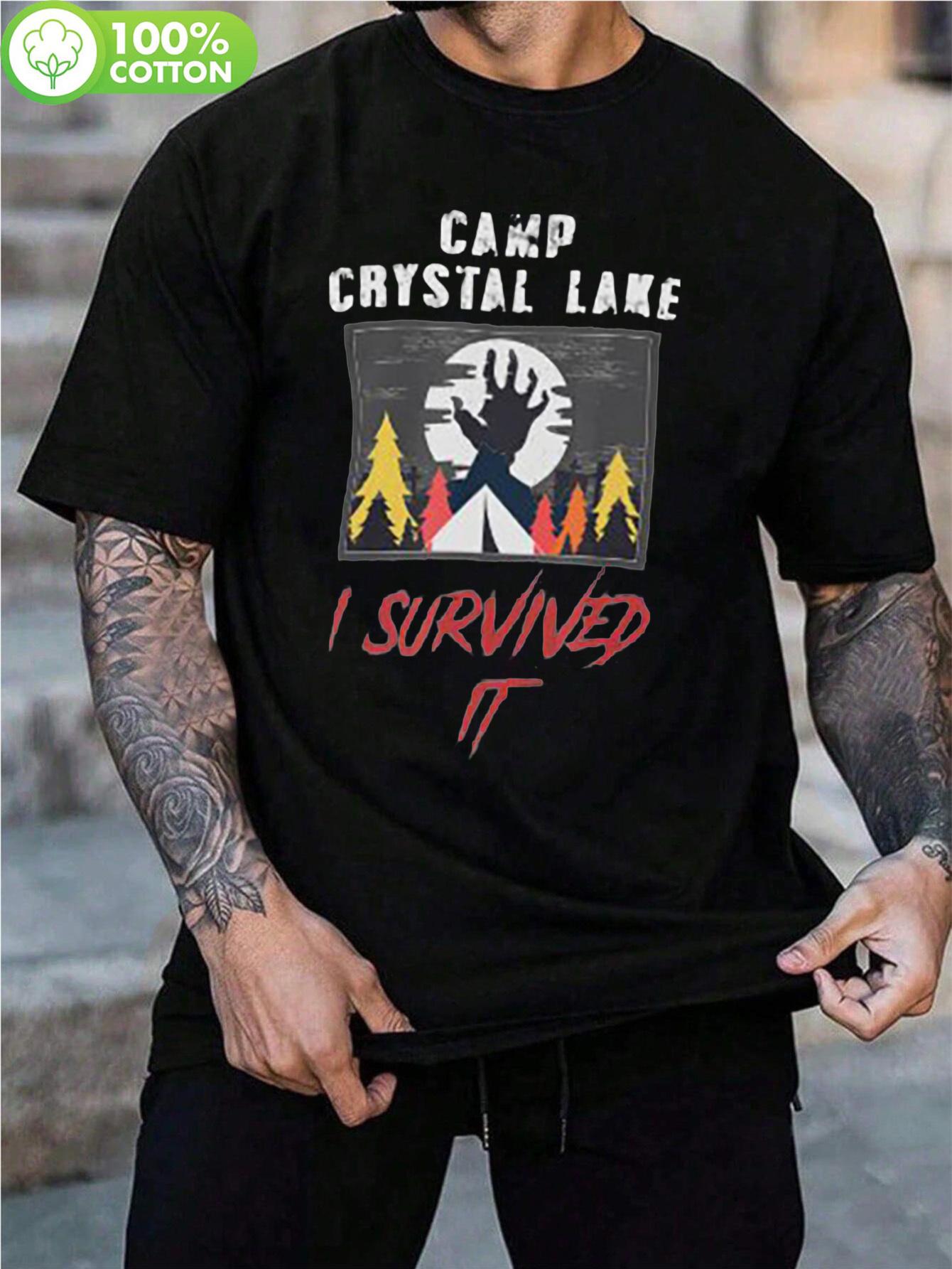 Retro Streetwear Cotton T-shirt - Crystal Lake Horror Graphic Print I Survived Design XXXL
Retro Streetwear Cotton T-shirt - Crystal Lake Horror Graphic Print I Survived Design XXXL