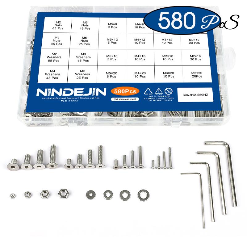 NINDEJIN 580Pcs/Set Hex Socket Cap Head Screw Nut Set Stainless Steel M2 M3 M4 M5 Hexagon Flat Round Cap Head Screw Assorted Kit
NINDEJIN 580Pcs/Set Hex Socket Cap Head Screw Nut Set Stainless Steel M2 M3 M4 M5 Hexagon Flat Round Cap Head Screw Assorted Kit