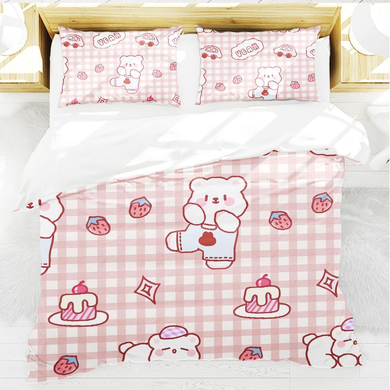 Комплект постельного белья с изображением животных из мультфильмов для малышей, декор для спальни для девочек и мальчиков, милый медведь, кролик, кот, 3D-принт, пододеяльник, наволочки EU single(135x200cm)