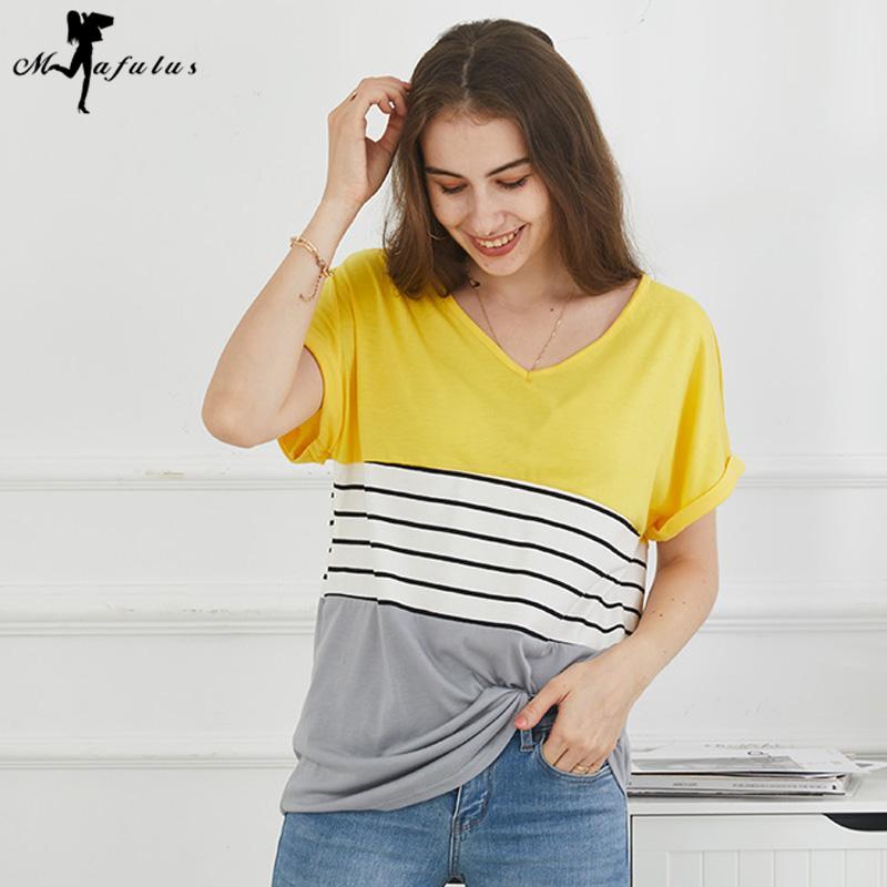 Летняя мода V Neck Футболки Женщины с коротким рукавом Полосатые лоскутные топы Рубашки
Летняя мода V Neck Футболки Женщины с коротким рукавом Полосатые лоскутные топы Рубашки
