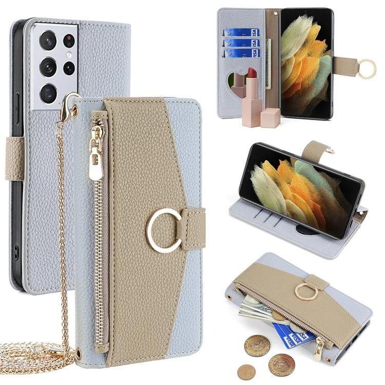 For Samsung Galaxy S21 Ultra 5G Phone Case PU Leather Zipper Makeup Mirror Wallet Cover
For Samsung Galaxy S21 Ultra 5G Phone Case PU Leather Zipper Makeup Mirror Wallet Cover