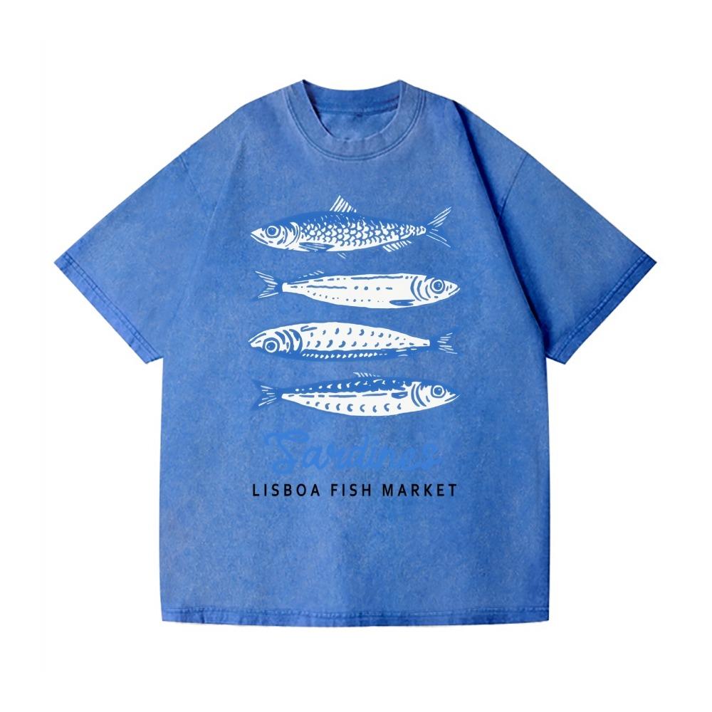 Vintage Sardines Lisboa Fish Market Wash Japanese Design T-Shirt Holiday Summer Unisex Pure Cotton High Quality Tees S
Vintage Sardines Lisboa Fish Market Wash Japanese Design T-Shirt Holiday Summer Unisex Pure Cotton High Quality Tees S