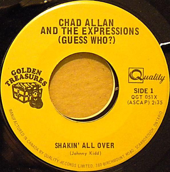 7inch Record CHAD ALLAN & THE EXPRESSIONS - THE - Shakin All Over / Stop Teasin Me QGT051X Quality Canada Rock Used
7inch Record CHAD ALLAN & THE EXPRESSIONS - THE - Shakin All Over / Stop Teasin Me QGT051X Quality Canada Rock Used