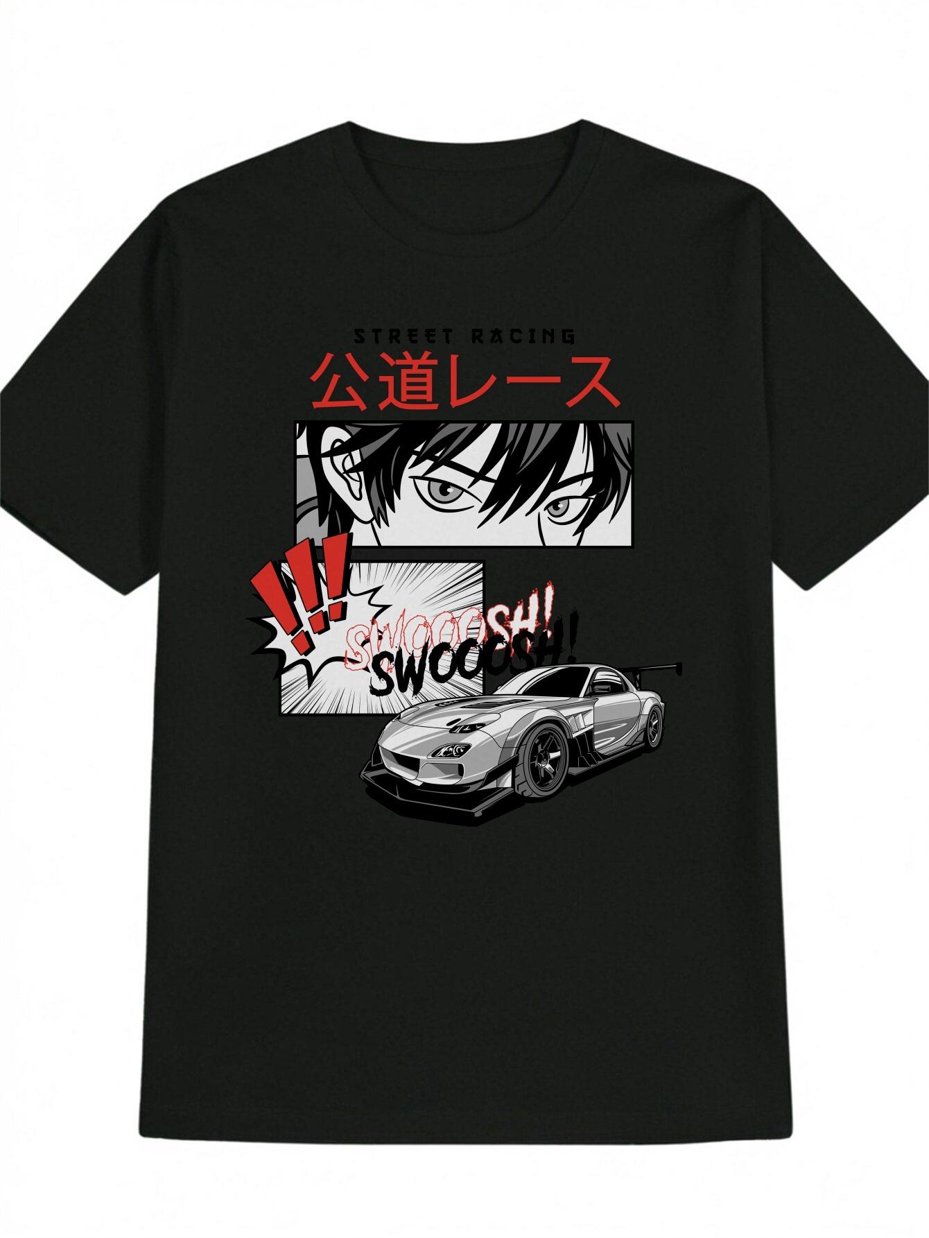 Casual Versatile Round Neck T-shirt with Black and White Manga Style Character Print Featuring SPOOKY from Street Racing Design M
Casual Versatile Round Neck T-shirt with Black and White Manga Style Character Print Featuring SPOOKY from Street Racing Design M