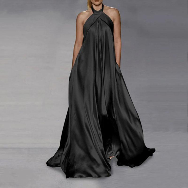 Women Halter Neck Satin Maxi Dress Flowy Evening Gown Solid Color Formal Party Dress XXXL чорний
Women Halter Neck Satin Maxi Dress Flowy Evening Gown Solid Color Formal Party Dress XXXL чорний