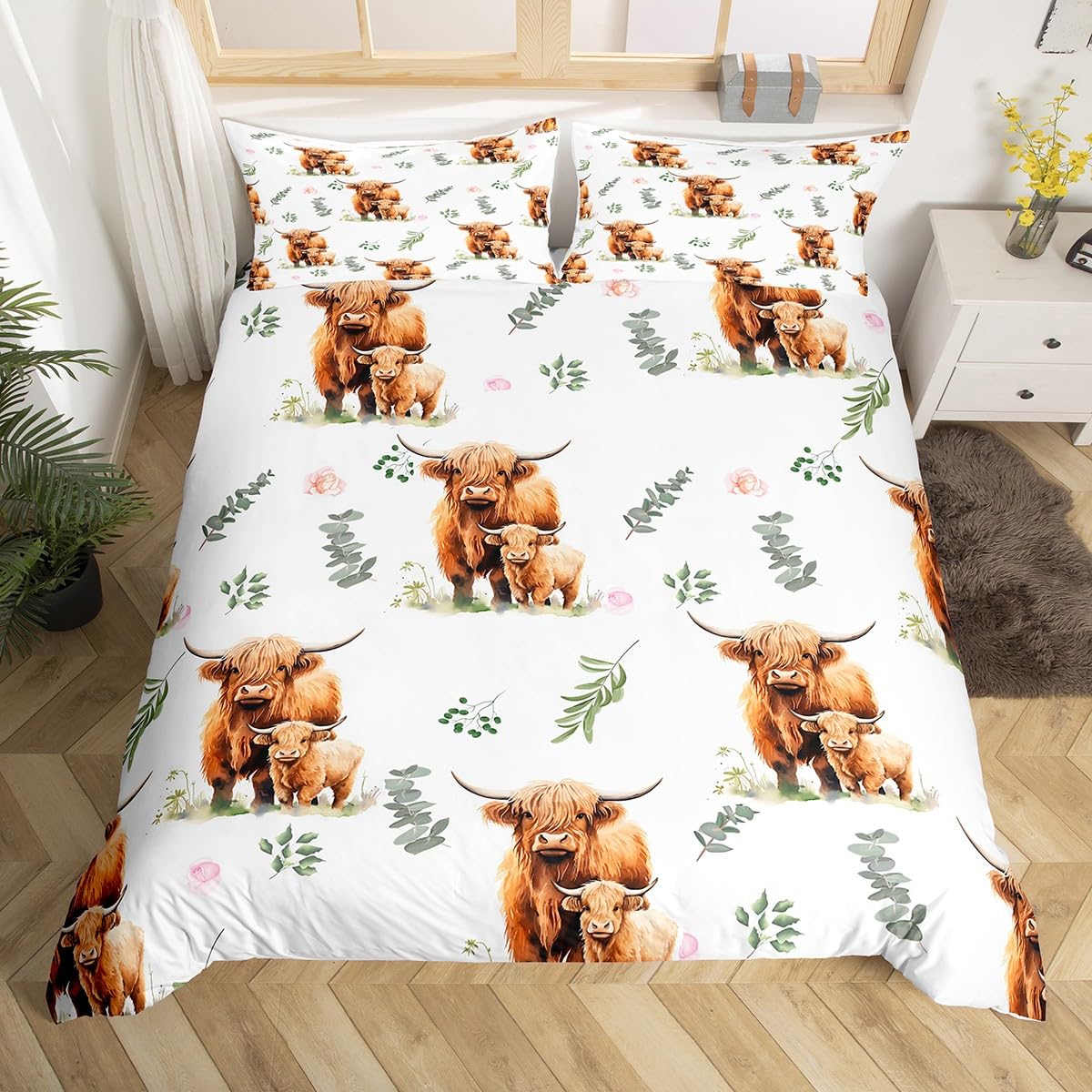 Пододеяльник с изображением коровы в горной местности, геометрический деревянный комплект постельного белья в деревенском стиле с цветами, покрывало для одеяла с изображением коровы 155x215cm 3pcs
Пододеяльник с изображением коровы в горной местности, геометрический деревянный комплект постельного белья в деревенском стиле с цветами, покрывало для одеяла с изображением коровы 155x215cm 3pcs