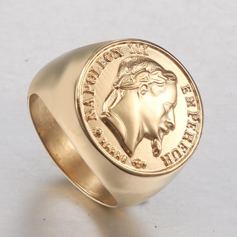 2026 European and American Fashion Titanium Steel Ring, Napoleon Head Gold Men s Ring 13
2026 European and American Fashion Titanium Steel Ring, Napoleon Head Gold Men s Ring 13