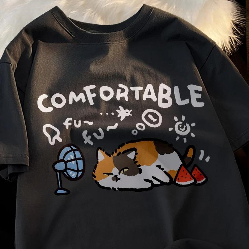 Summer Comfortable Casual Loose Short Sleeved Tshirt Cartoon Cat Watermelon Blowing Fan Printed Tshirt Women Clothing 4XL
Summer Comfortable Casual Loose Short Sleeved Tshirt Cartoon Cat Watermelon Blowing Fan Printed Tshirt Women Clothing 4XL