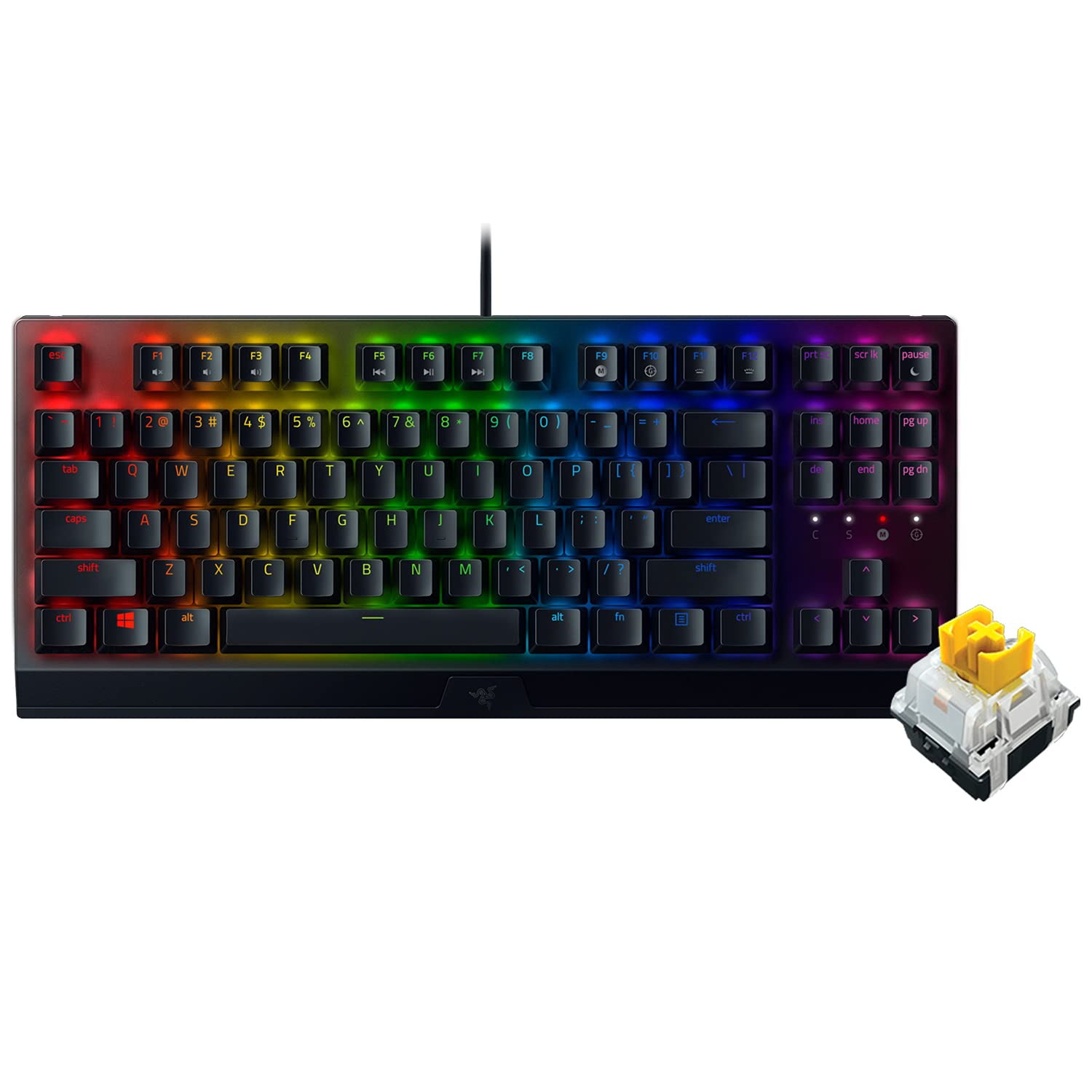 Razer BlackWidow V3 Tenkeyless Yellow Switch Tenkeyless Gaming Keyboard Механічна жовта вісь Clear Housing Chroma RGB Надміцна алюмінієва верхня частина
Razer BlackWidow V3 Tenkeyless Yellow Switch Tenkeyless Gaming Keyboard Механічна жовта вісь Clear Housing Chroma RGB Надміцна алюмінієва верхня частина