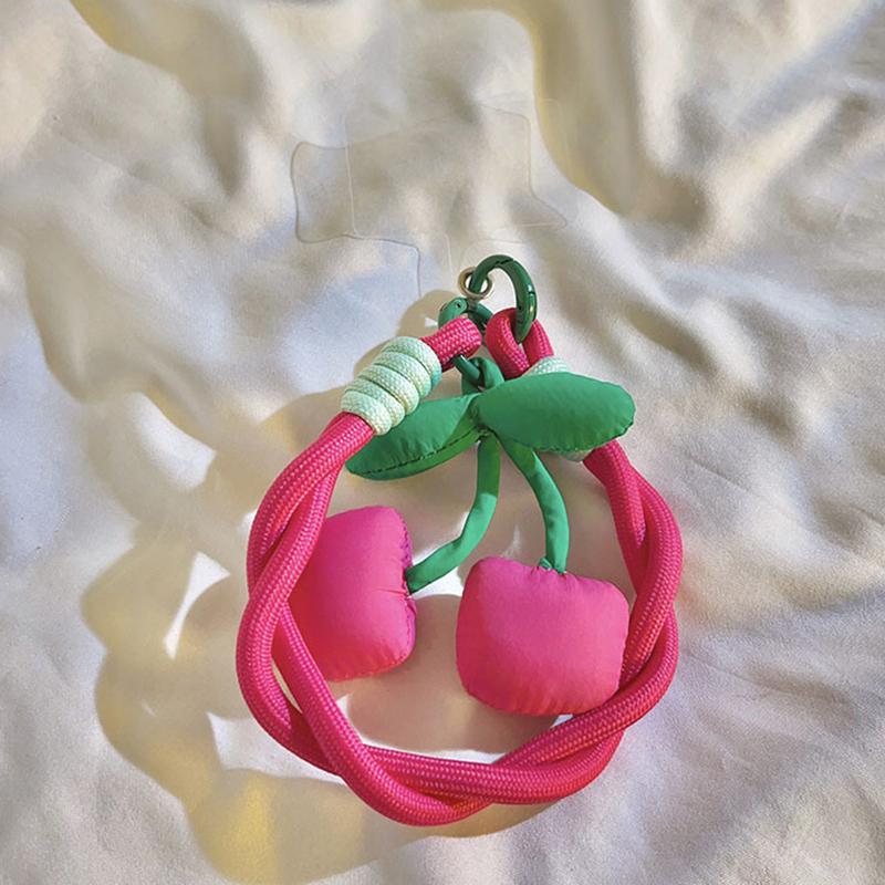 Подвеска в виде красной вишни, плетеный ремешок для мобильного телефона, мультяшный плюшевый ремешок для телефона, ремешок для запястья, подвеска для рюкзака, украшение, подарки