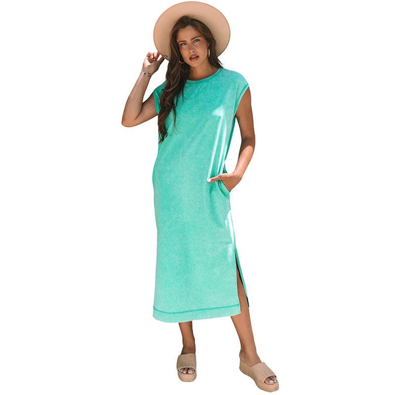 2025 Spring/Summer Women s Casual Round Neck Solid Color T-Shirt Dress with Slit and Multi-Pocket Small
2025 Spring/Summer Women s Casual Round Neck Solid Color T-Shirt Dress with Slit and Multi-Pocket Small