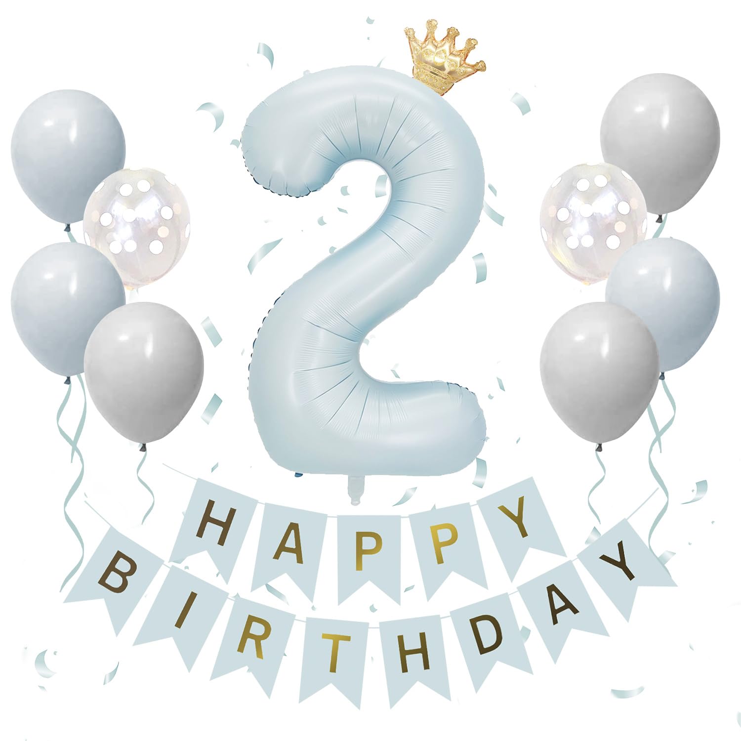 Iysoll 2 Years Old Birthday Decoration Baby Blue Large Number Balloon 40 Inches Muted Color Set for Two Years Crown and Balloon
Iysoll 2 Years Old Birthday Decoration Baby Blue Large Number Balloon 40 Inches Muted Color Set for Two Years Crown and Balloon