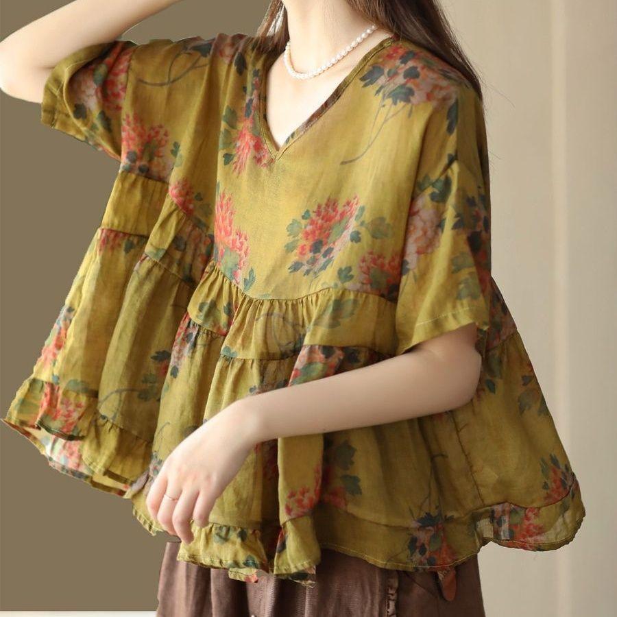 Весна Лето Новая Винтажный Принт Женская Рами Пуловер Рубашка с Элегантной Лоскутной Детской Рубашкой 5XL
Весна Лето Новая Винтажный Принт Женская Рами Пуловер Рубашка с Элегантной Лоскутной Детской Рубашкой 5XL