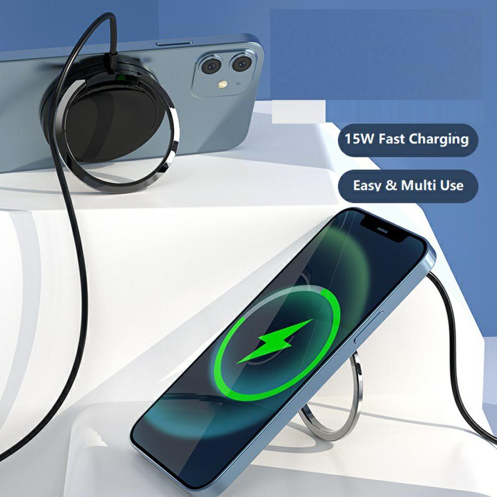 Magnetic Wireless Charger for iPhone 12 Series 15W Fast Charging Pad Desk Phone Mount Ring Holder Stand
Magnetic Wireless Charger for iPhone 12 Series 15W Fast Charging Pad Desk Phone Mount Ring Holder Stand