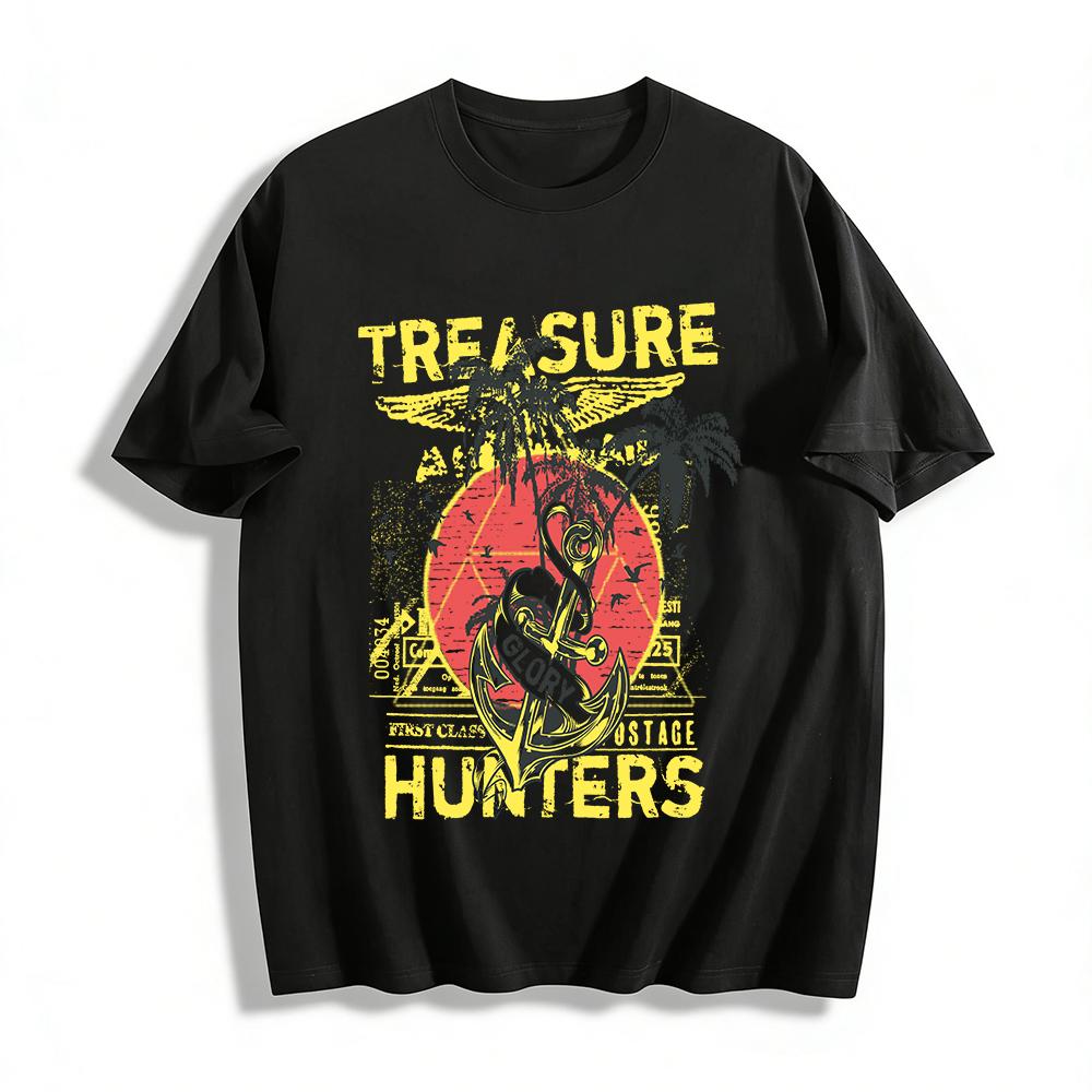 Vintage Nautical Treasure Hunters Print T-Shirt Coconut Tree Anchor Vacation Top Pure cotton T-shirt XXS
Vintage Nautical Treasure Hunters Print T-Shirt Coconut Tree Anchor Vacation Top Pure cotton T-shirt XXS
