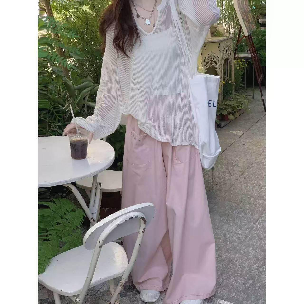 Women s Spring/Summer 2026 Trendy Loose-Fit Pink Three-Piece Set: High-End Slightly Transparent Cover-Up with Hollow Design and Wide-Leg Pants. Medium
Women s Spring/Summer 2026 Trendy Loose-Fit Pink Three-Piece Set: High-End Slightly Transparent Cover-Up with Hollow Design and Wide-Leg Pants. Medium