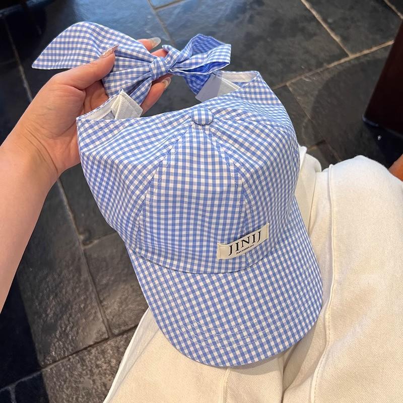 Letter plaid bow empty top baseball cap summer sun protection baseball cap bow long streamer curved brim cap One Size світло-синій колір
Letter plaid bow empty top baseball cap summer sun protection baseball cap bow long streamer curved brim cap One Size світло-синій колір