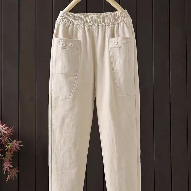 High-Waisted Elastic Cotton Pants for Middle-Aged Women, Loose Fit, Plain Color, Casual Winter/Autumn Style 5XL (140-155 lbs)
High-Waisted Elastic Cotton Pants for Middle-Aged Women, Loose Fit, Plain Color, Casual Winter/Autumn Style 5XL (140-155 lbs)