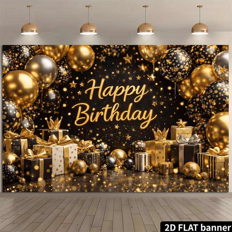 2D Black Gold Happy Birthday Backdrop Banner Photography Background Party Decor 47.2x31.5inch/120*80cm
2D Black Gold Happy Birthday Backdrop Banner Photography Background Party Decor 47.2x31.5inch/120*80cm