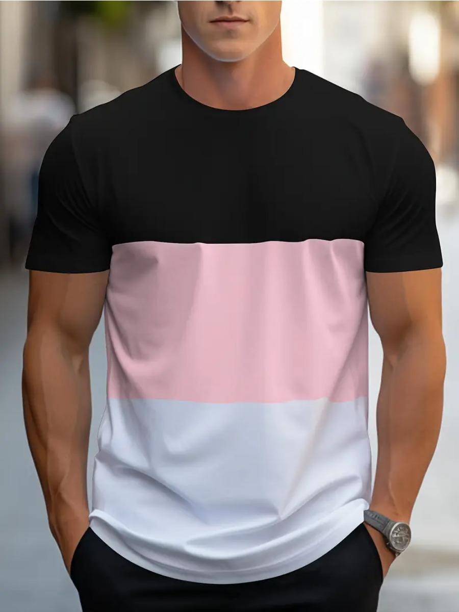 2025 Простая повседневная мужская одежда, мужская футболка с принтом в виде 3D-полосок, топы с коротким рукавом, свободная уличная повседневная футболка, летняя свободная футболка 6XL