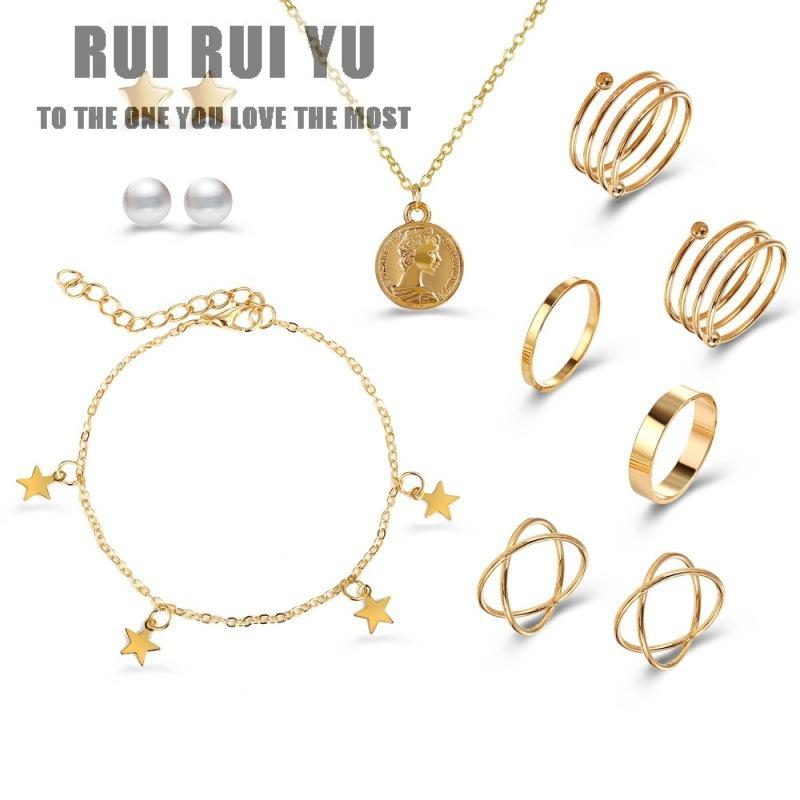 RUI RUI YU 10 шт./компл. ожерелье из сплава + браслет с пятиугольной звездой + многослойное кольцо
RUI RUI YU 10 шт./компл. ожерелье из сплава + браслет с пятиугольной звездой + многослойное кольцо