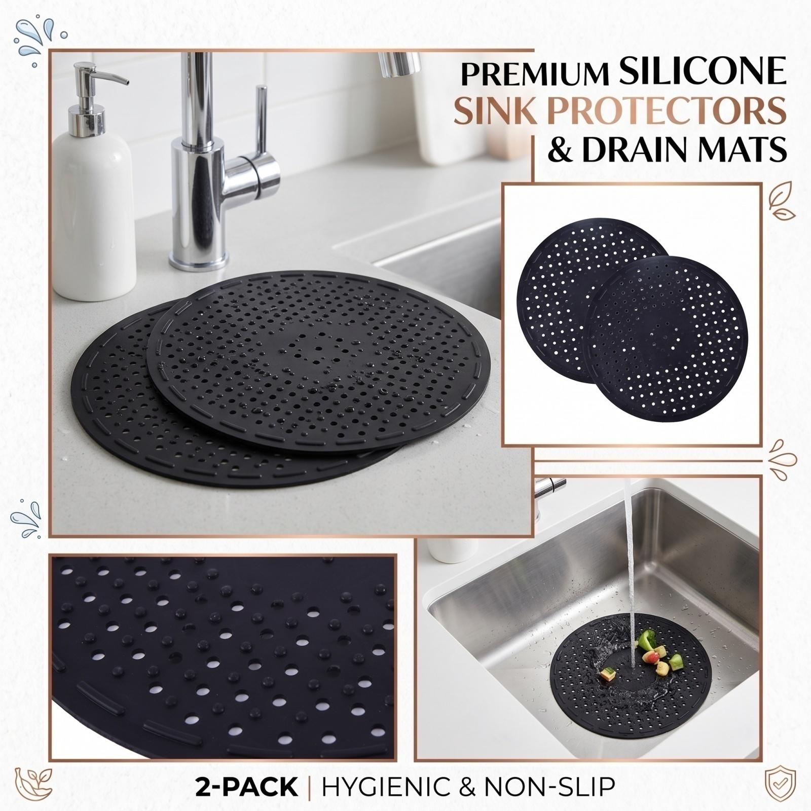 Kitchen Sink Mat 2 Pack Food Grade Rubber Sink Protector Mat Non Slip Easy to Clean Drain Mat for Kitchen Sink One Size
Kitchen Sink Mat 2 Pack Food Grade Rubber Sink Protector Mat Non Slip Easy to Clean Drain Mat for Kitchen Sink One Size