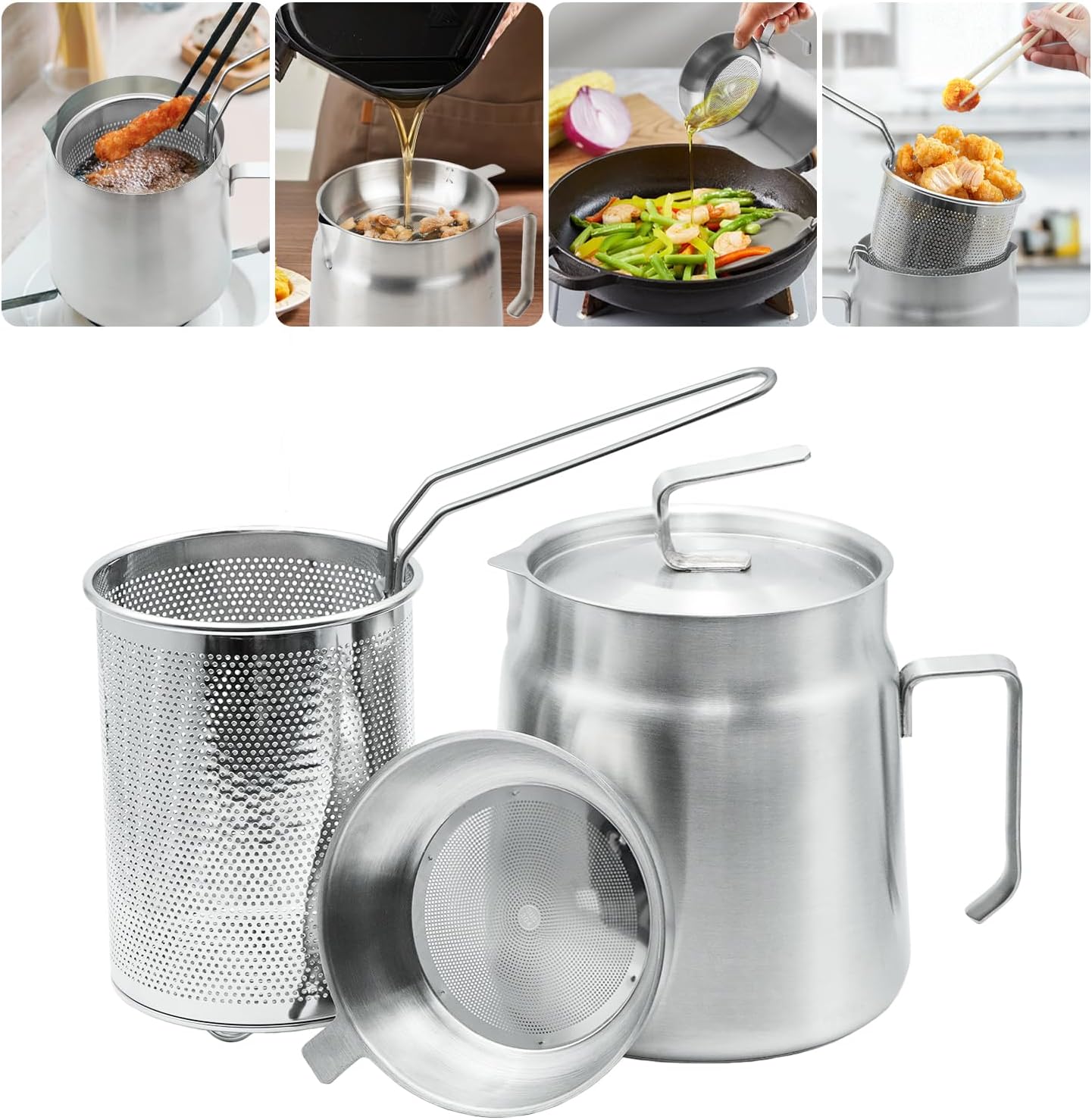 Steel Oil Filter Pot with Deep Fryer Basket - Kitchen Large Capacity Versatile Oil Strainer Vessel and Bacon United States
Steel Oil Filter Pot with Deep Fryer Basket - Kitchen Large Capacity Versatile Oil Strainer Vessel and Bacon United States
