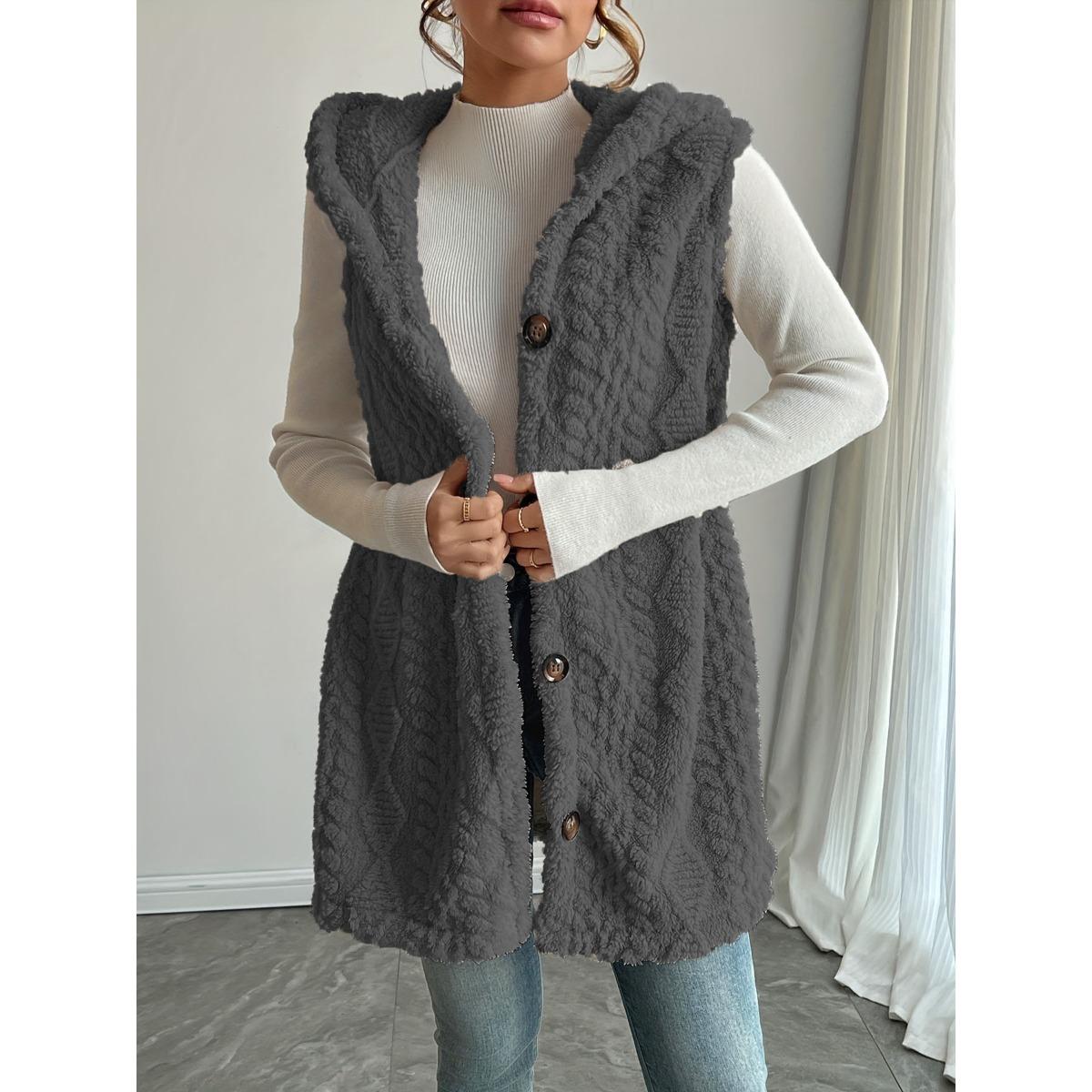 Однотонный двухсторонний плюшевый кардиган на пуговицах с капюшоном, повседневный женский жилет на осень и зиму XL серый
Однотонный двухсторонний плюшевый кардиган на пуговицах с капюшоном, повседневный женский жилет на осень и зиму XL серый