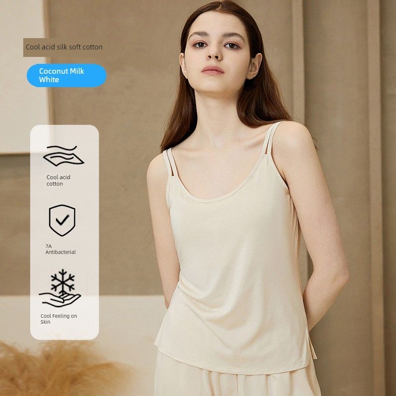 Camisole with Chest Pads for Women, New Spring and Summer Style, Double Shoulder Straps, Can Be Worn Outside or as an Inner Layer, Ice Silk Sleepwear Coconut Milk White M
Camisole with Chest Pads for Women, New Spring and Summer Style, Double Shoulder Straps, Can Be Worn Outside or as an Inner Layer, Ice Silk Sleepwear Coconut Milk White M