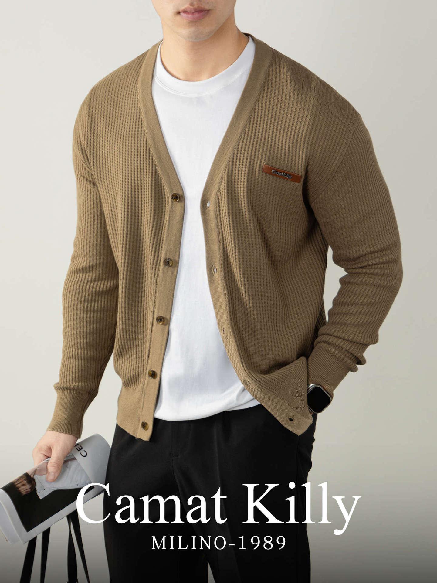 Retro Men s Cardigan: Vegetable-Tanned Leather Patch, 12-Gauge Knit, Vertical Stripes, Autumn/Winter High-End Knitwear. 2XL
Retro Men s Cardigan: Vegetable-Tanned Leather Patch, 12-Gauge Knit, Vertical Stripes, Autumn/Winter High-End Knitwear. 2XL