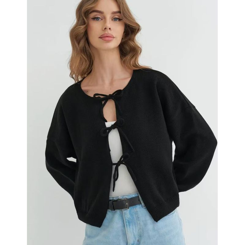 Fashion Wind New Arrival Fashion Elegant Knitting Long Sleeves Shoelace Sweater Top Tie up Knitted Sweater Black M
Fashion Wind New Arrival Fashion Elegant Knitting Long Sleeves Shoelace Sweater Top Tie up Knitted Sweater Black M