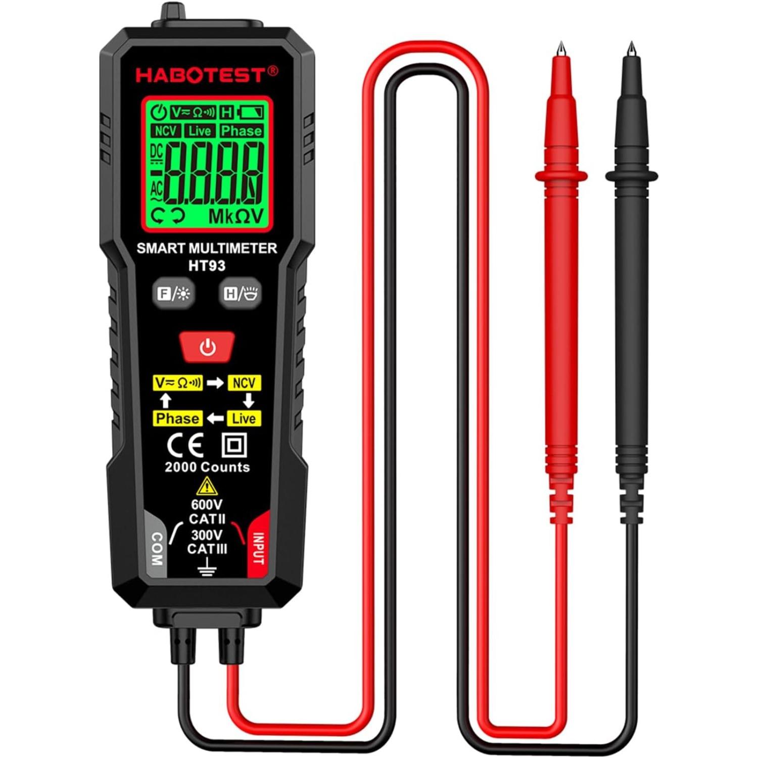 Weytoll HT93 Digital Multimeter Voltage Tester 2000 Counts Volt Meter Ohmmeter Auto-Ranging Accurately Measures AC/DC Voltage Resistance with чорний
Weytoll HT93 Digital Multimeter Voltage Tester 2000 Counts Volt Meter Ohmmeter Auto-Ranging Accurately Measures AC/DC Voltage Resistance with чорний