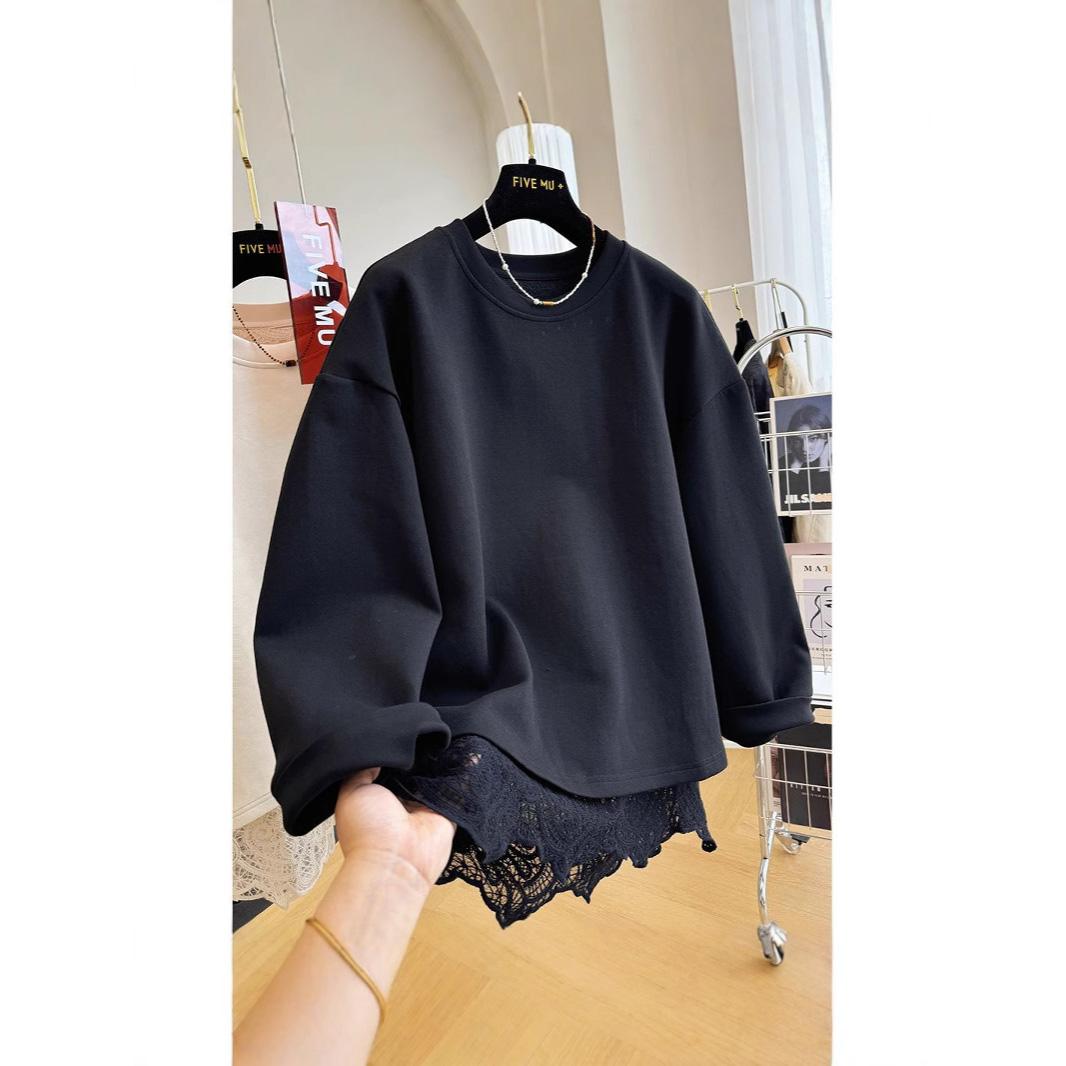 Кружевные вставки, пуловер-обманка из двух частей, свитшот с круглым вырезом для женщин, осенне-зимний, универсальный топ-куртка XS чёрный
Кружевные вставки, пуловер-обманка из двух частей, свитшот с круглым вырезом для женщин, осенне-зимний, универсальный топ-куртка XS чёрный