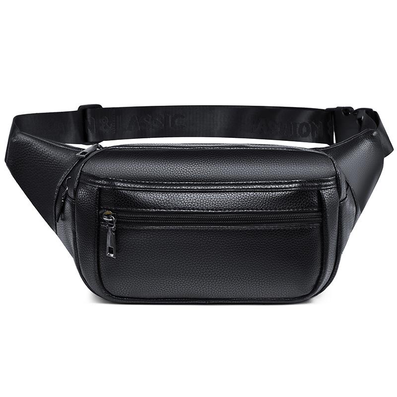 Мужская сумка, Мужская поясная сумка, Спортивная поясная сумка, Плотно прилегающая, Сумка через плечо, Искусственная кожа, Модная деловая, Сумка на грудь для поездок чёрный