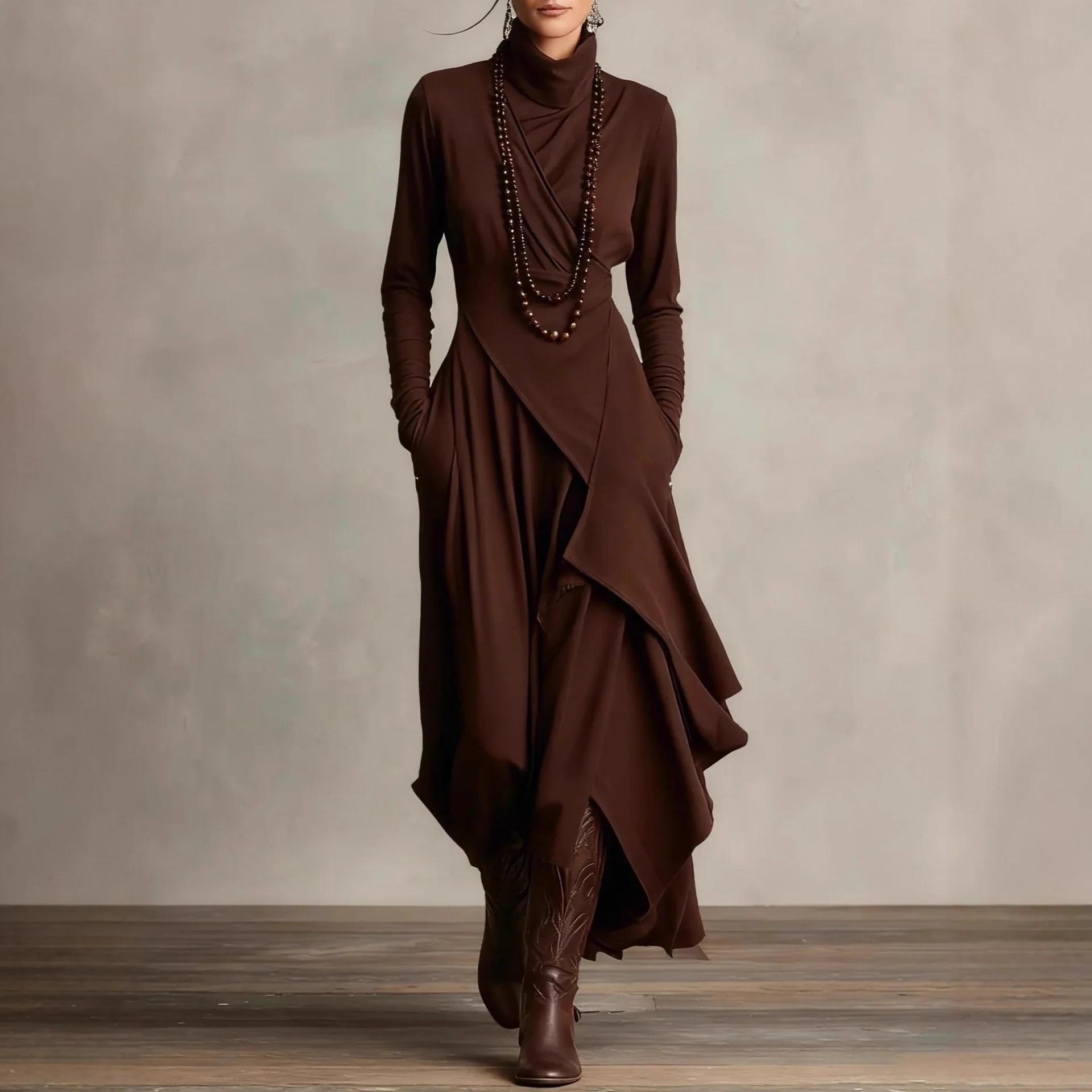 Autumn Winter Long Sleeve High Collar Waist Irregular Cross Women Long Dress Fashion Streetwear Dresses Women s Oversized M темно-коричневого
Autumn Winter Long Sleeve High Collar Waist Irregular Cross Women Long Dress Fashion Streetwear Dresses Women s Oversized M темно-коричневого