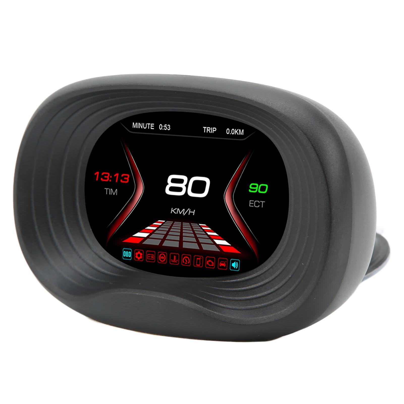 OBD HUD Цифровой измеритель температуры Скорость Пробег Давление Дисплей Автоматическая диагностика Датчик Превышение скорости