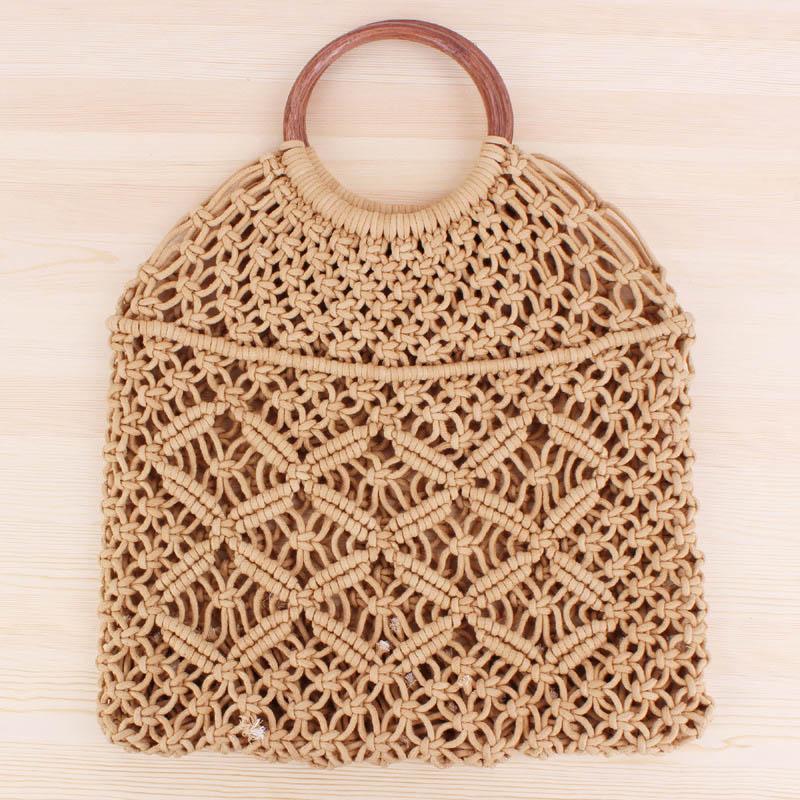 Woven women s Handbag Top-Handle Net Bag Handmade Summer Straw Beach Bags Bohemia Female Hollow Round Handle Tote Mesh Bag
Woven women s Handbag Top-Handle Net Bag Handmade Summer Straw Beach Bags Bohemia Female Hollow Round Handle Tote Mesh Bag