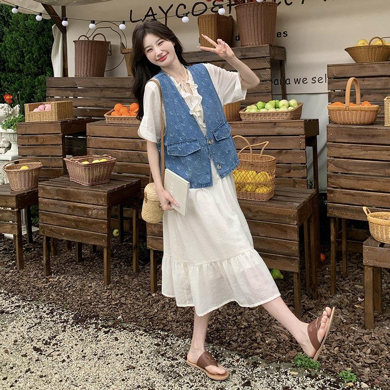 Sweet Summer Casual Denim Vest & French Long Skirt Set L джинсовий синього кольору/білий
Sweet Summer Casual Denim Vest & French Long Skirt Set L джинсовий синього кольору/білий