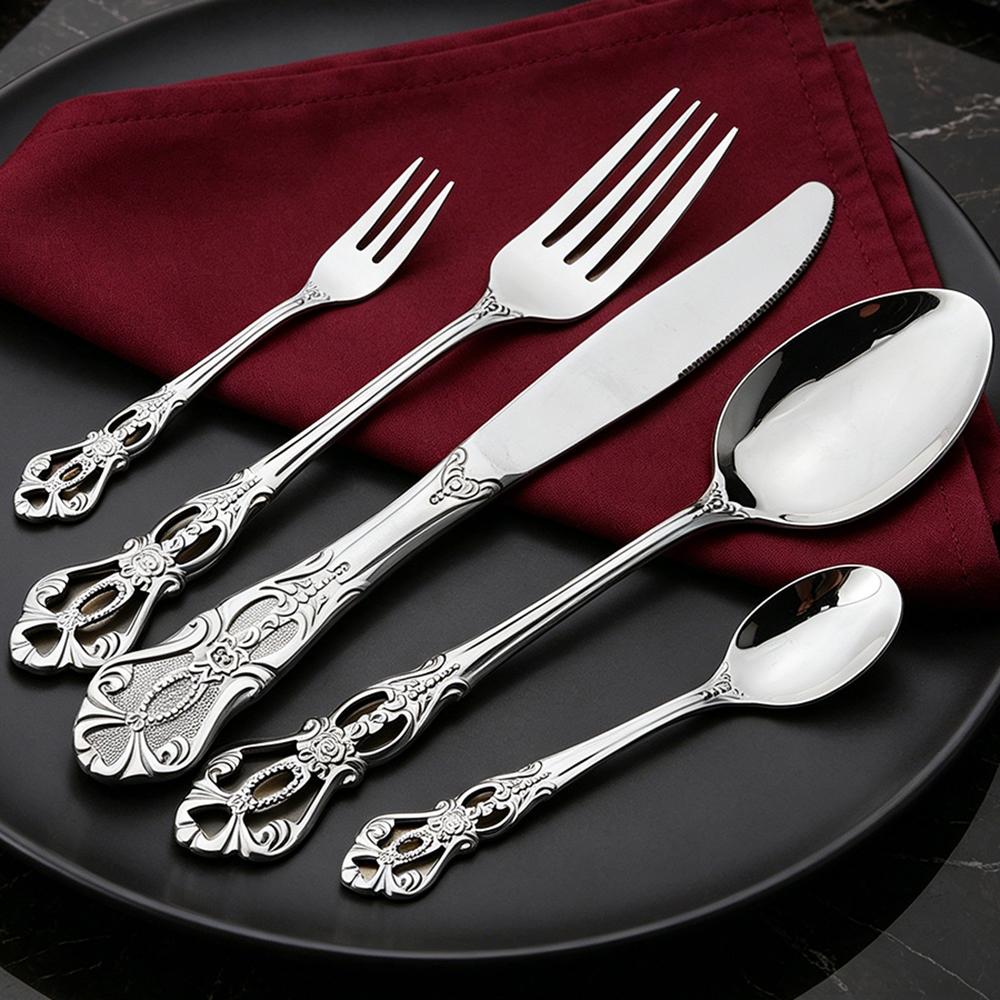 5-piece Retro Royal Silverware Silver Flatware Set for 4 Stainless Stainless Forks Spoons Dishwasher Safe срібний
5-piece Retro Royal Silverware Silver Flatware Set for 4 Stainless Stainless Forks Spoons Dishwasher Safe срібний