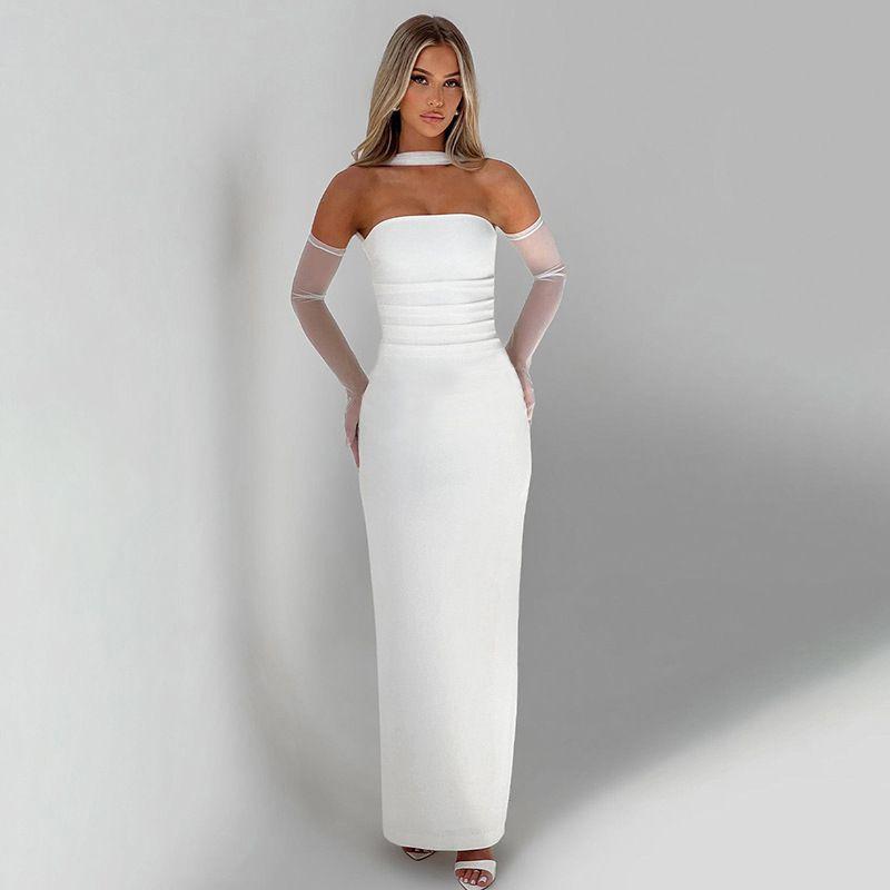 Western Style Ins New Fashion Tube Top Waist Hugging Sheath Long dress Sexy Backless Gloves Hanging Neck Ribbon Dress White S
Western Style Ins New Fashion Tube Top Waist Hugging Sheath Long dress Sexy Backless Gloves Hanging Neck Ribbon Dress White S