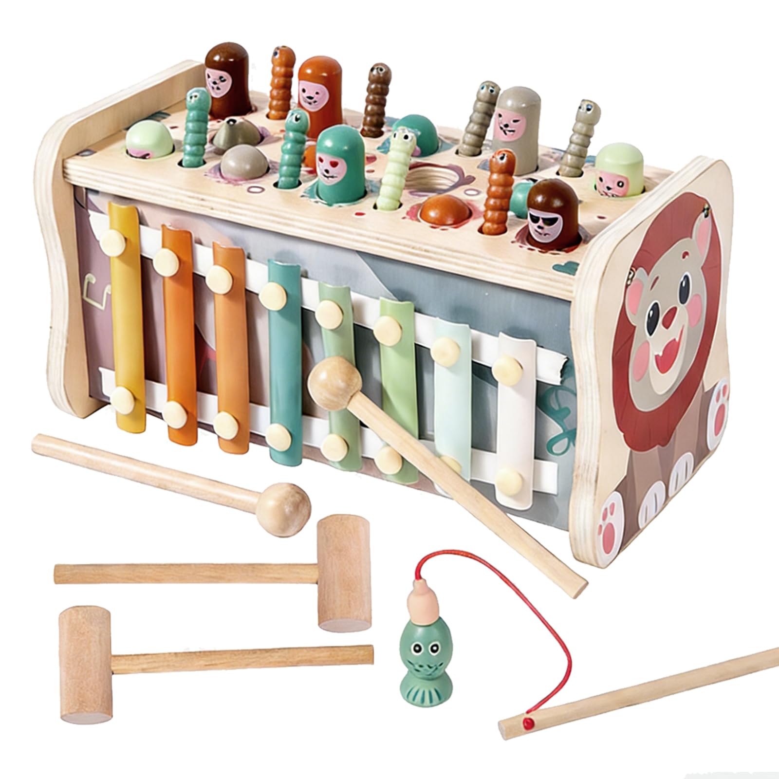 Julanpo Educational Toy for Ages 3, 4, 5, and 6: 5-in-1 Wooden Toy - Whack-a-Mole, Fishing, Bug Catching, Xylophone, Montessori Style, Fine Motor
Julanpo Educational Toy for Ages 3, 4, 5, and 6: 5-in-1 Wooden Toy - Whack-a-Mole, Fishing, Bug Catching, Xylophone, Montessori Style, Fine Motor