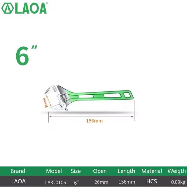 LAOA Short Handle Wrench Adjustable Light Weight Large Open Spanner 6 8 10 12 Repair Tool
LAOA Short Handle Wrench Adjustable Light Weight Large Open Spanner 6 8 10 12 Repair Tool