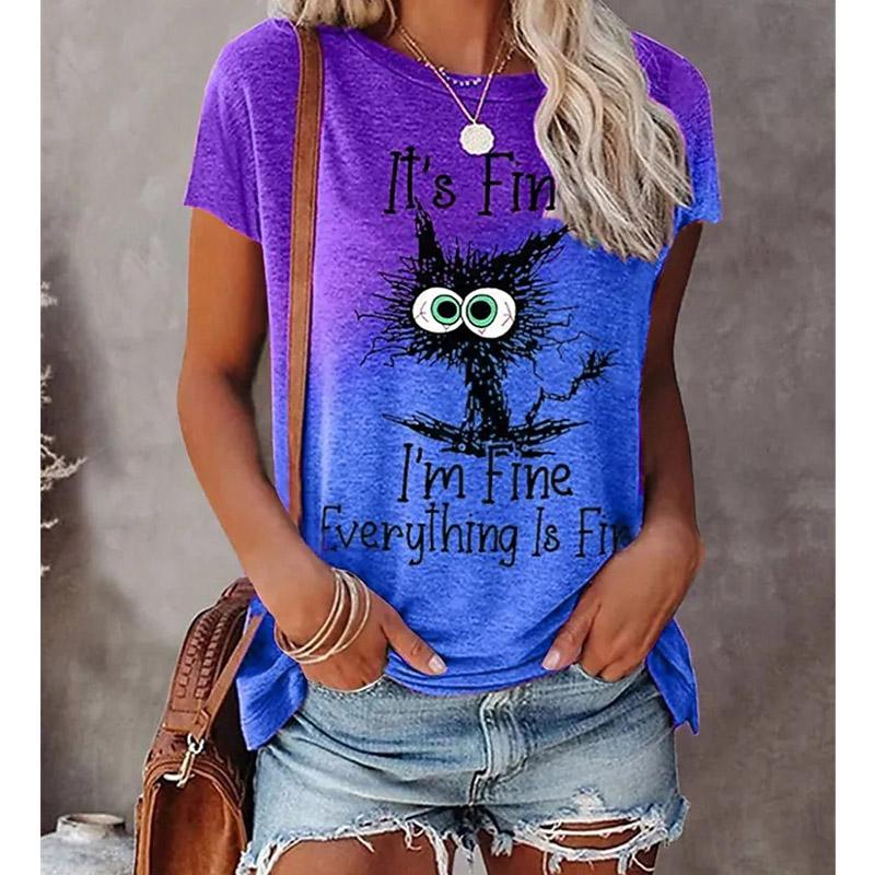 Women Summer T Shirt Trend Cat Print Retro Fashion Short Sleeve Tees Casual Printed Tops XS синій
Women Summer T Shirt Trend Cat Print Retro Fashion Short Sleeve Tees Casual Printed Tops XS синій