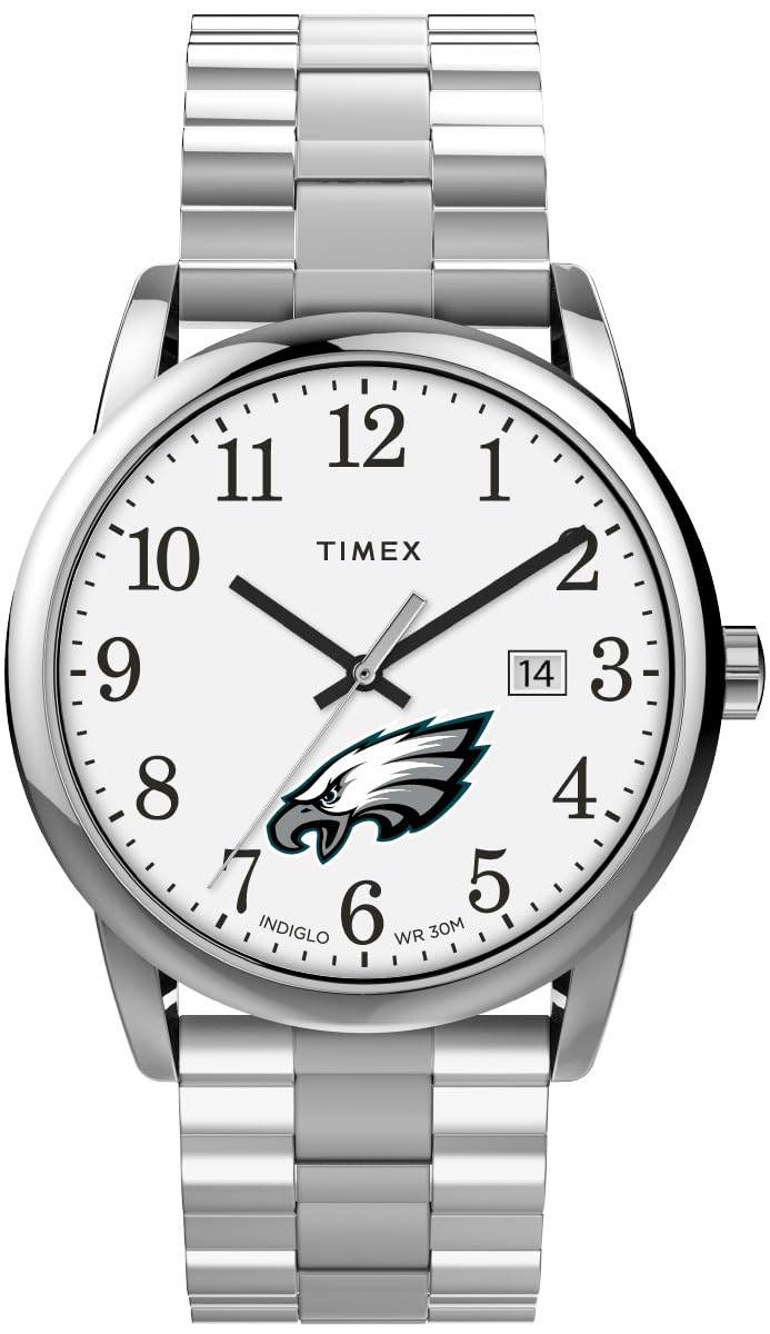 Timex Men s EasyReader 38mm Watch - Philadelphia Eagles with Extended Band Stainless Steel Modern, Stainless Steel, Modern
Timex Men s EasyReader 38mm Watch - Philadelphia Eagles with Extended Band Stainless Steel Modern, Stainless Steel, Modern