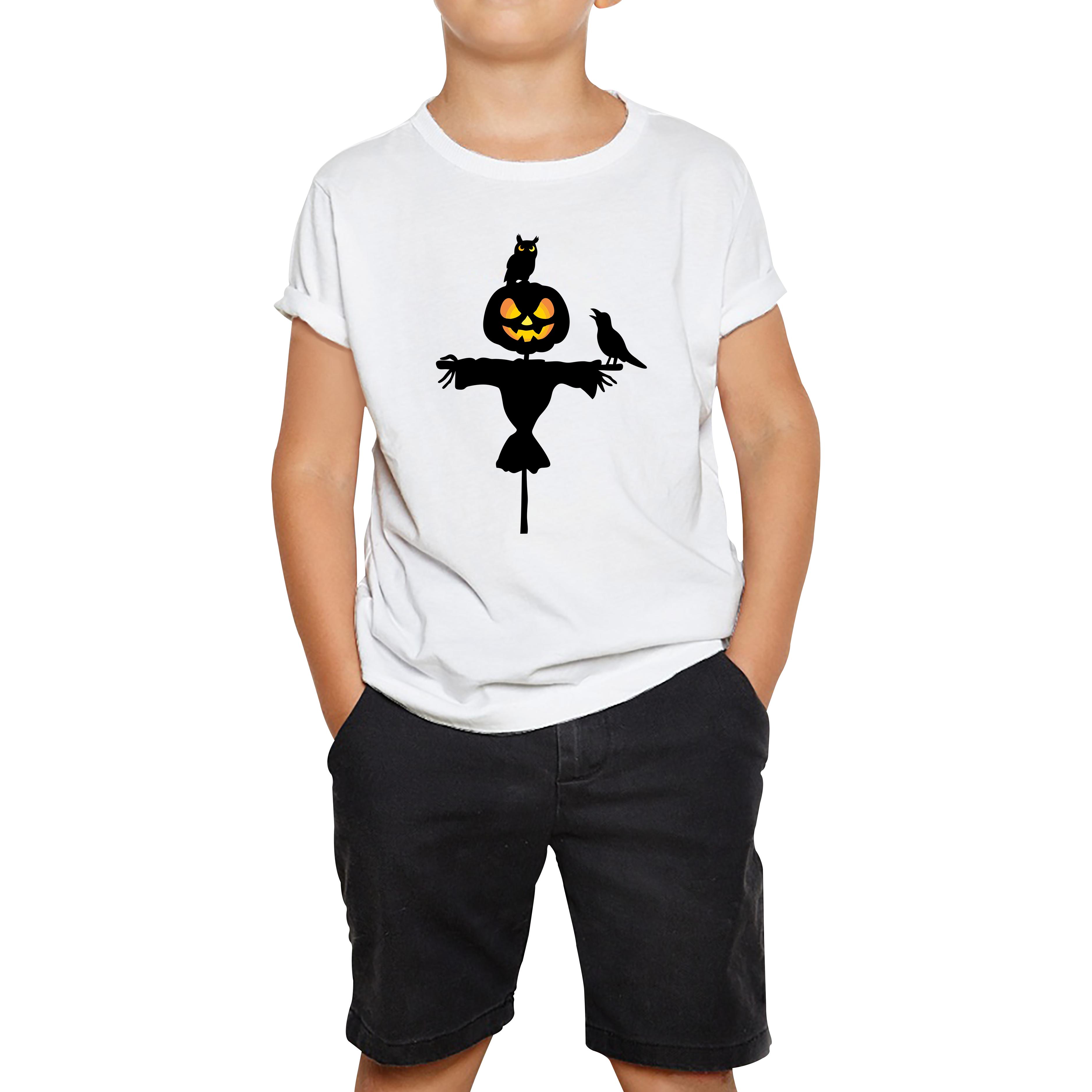 Scarecrow With Owl And Raven Halloween Pumpkin Head Horror Scary Kids Tee 100
Scarecrow With Owl And Raven Halloween Pumpkin Head Horror Scary Kids Tee 100